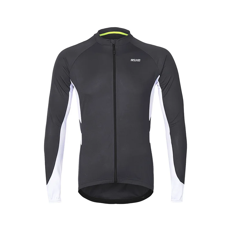 ARSUXEO, Мужская Весенняя Осенняя велосипедная Джерси, быстросохнущая, с длинным рукавом, велосипедная Джерси, велосипедная рубашка на молнии, MTB, горная одежда, одежда 6030 - Цвет: dark gray