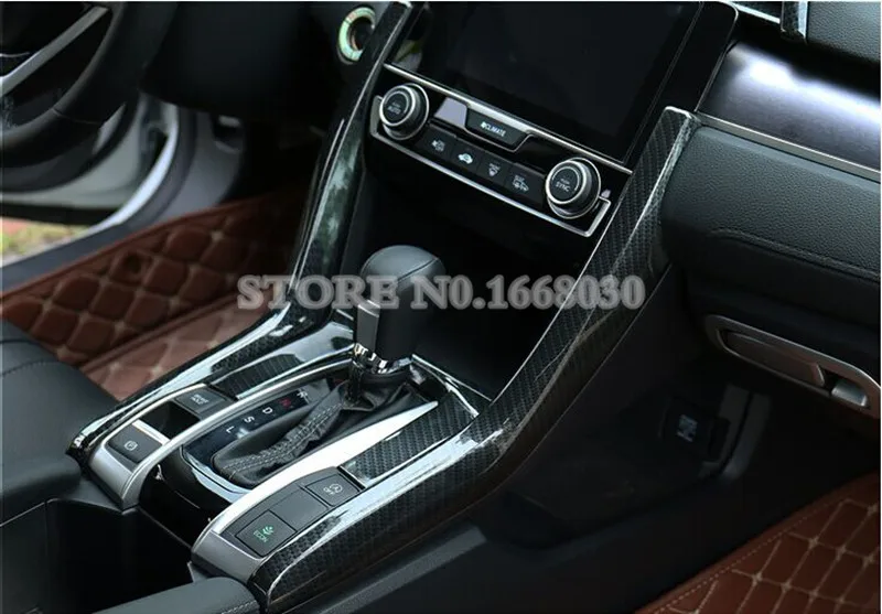 ABS углерода Волокно Стиль Шестерни коробка Панель крышки Накладка для Honda Civic 3 шт - Название цвета: Черный
