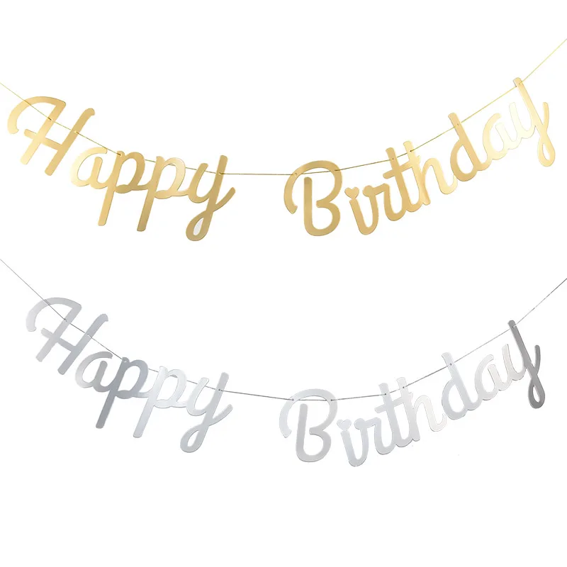 

Happy Birthday Bunting Banner Gold Sliver Letters Happy Birthday Garlands String Baby Shower Boy Girl Birthday Party Decoration