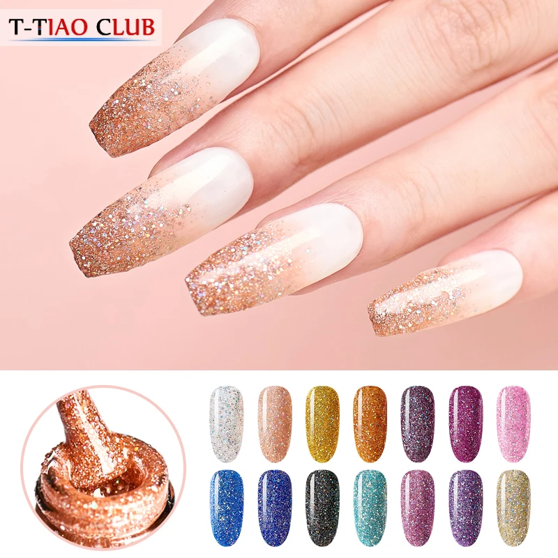 

T-TIAO CLUB Glitter Platinum UV LED Nail Gel Polish Base Top Coat Soak Off Gel Varnish Nail Art Manicure Lacquer Decorations
