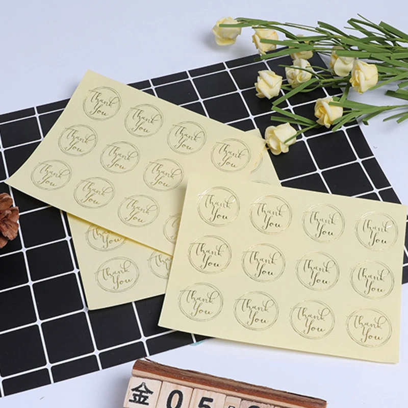 

120Pcs Gilding Gold Round Thank You Handmade Cake Packaging Sealing Label Kraft Sticker Baking DIY Gift Stickers