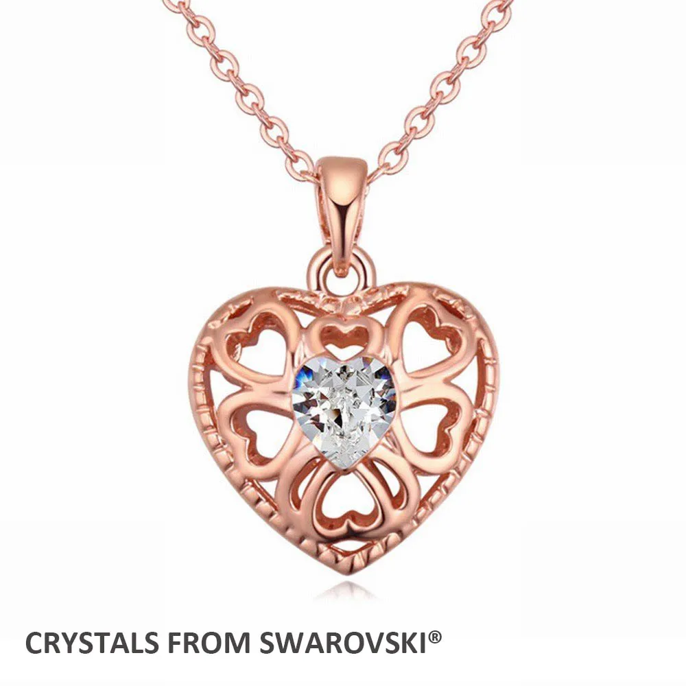 2016 Hot sale Clssic heart Shape Rose Gold pendant necklace with crystals from swarovski for ...