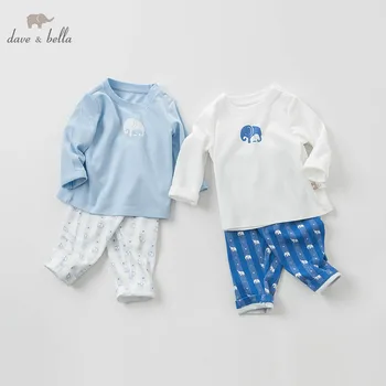 

DBH10071 dave bella baby boys long sleeve clothing sets infant toddler top+pants 2 pcs outfits children high quality suits