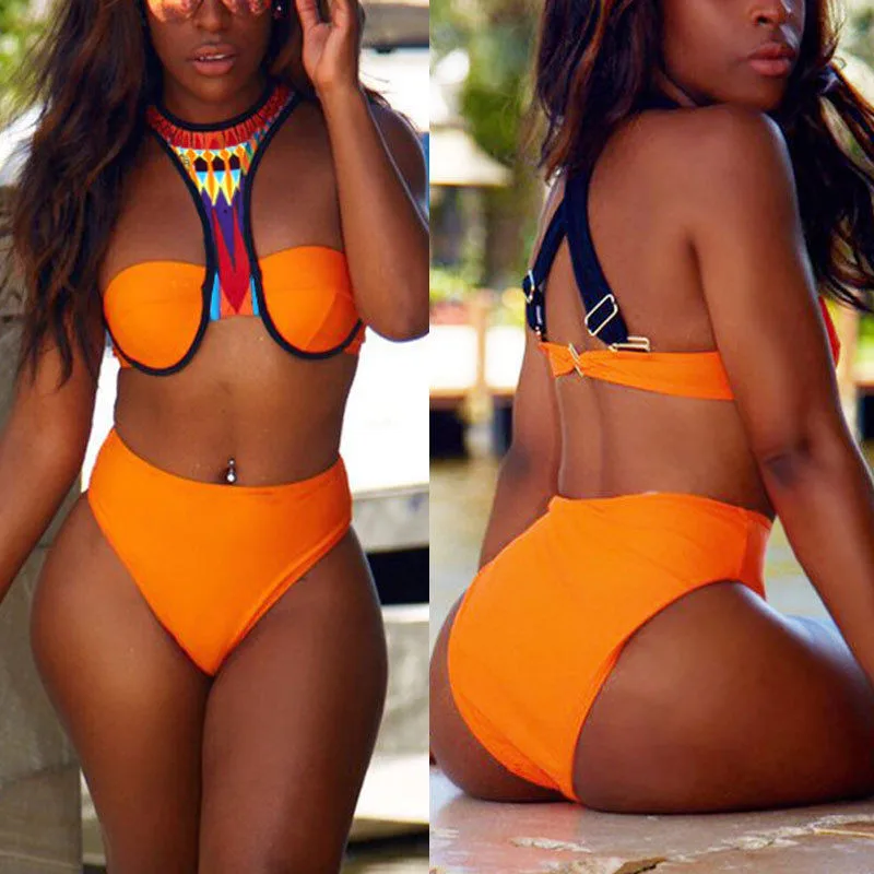 

Swimwear Women Triangle Bikini Set Bandage Push-Up Swimsuit Bathing Beachwear High Waist Swim Summer Women's Clothing Biquini
