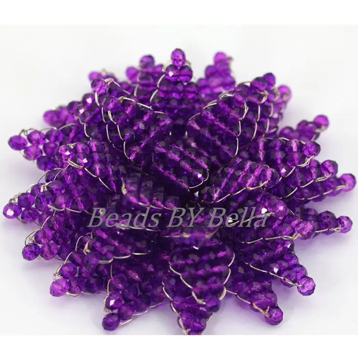 

2017 Latest Crystal Beads Brooch Purple Wedding Party African Women Gift Handmade Flower Brooch DIY Jewelry Free Shipping ABD041