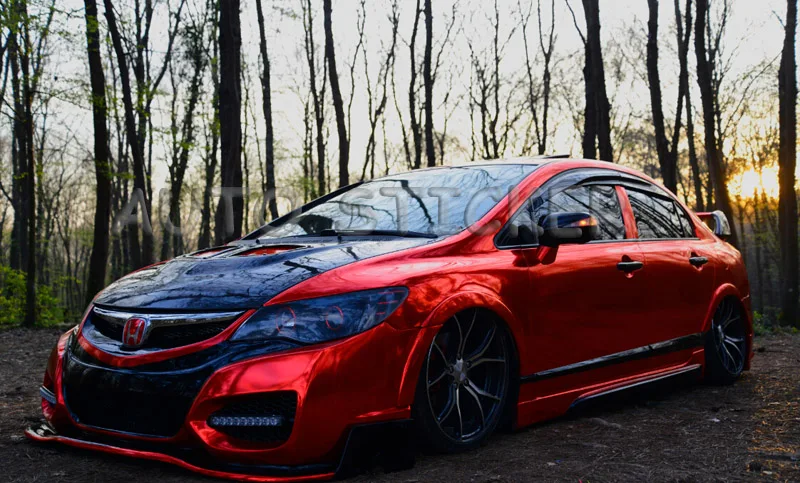 red chrome mirror vinyl car wraps 55