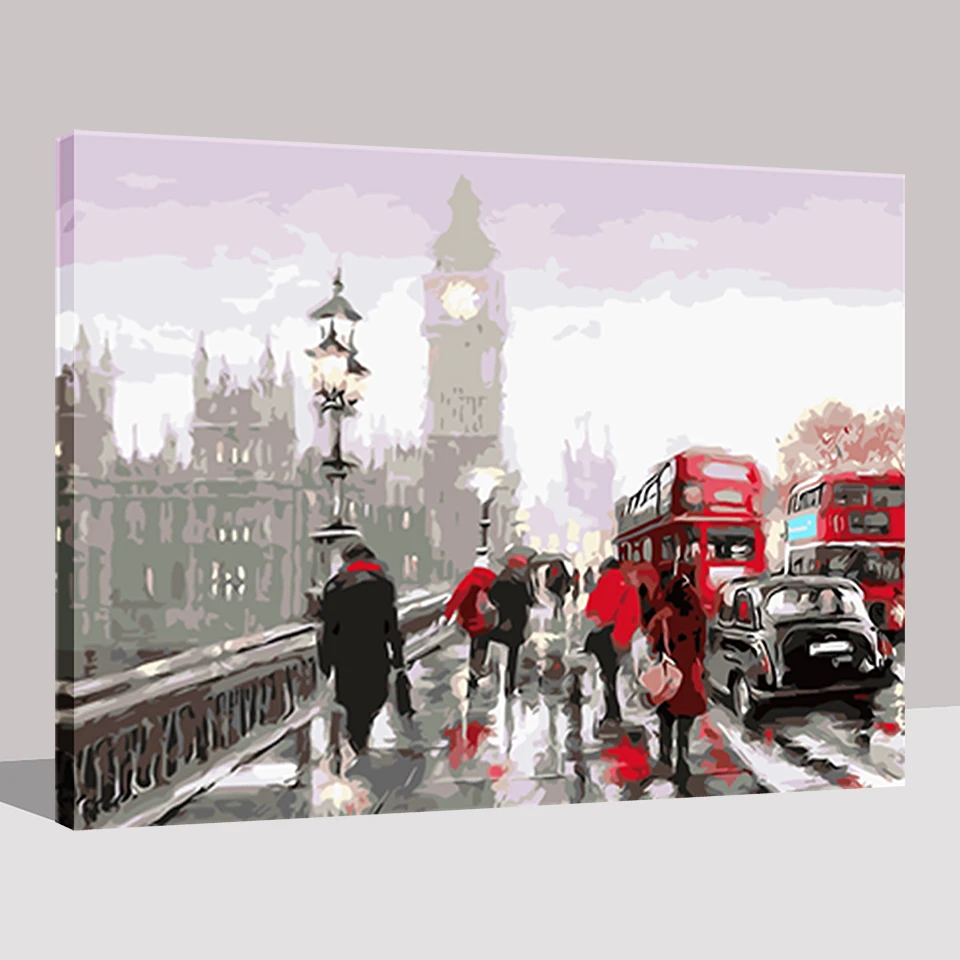 DIY-Oil-Painting-By-Numbers-London-Big-Ben-Streets-Red-Bus-Pictures-Drawing-Coloring-On-Canvas