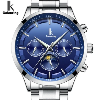 

2019 Popular Color Sky Blue Automatic Mechanical Mens Watch Multifunction Full Steel Fashion Top Brand Watch Men Reloj Hombre