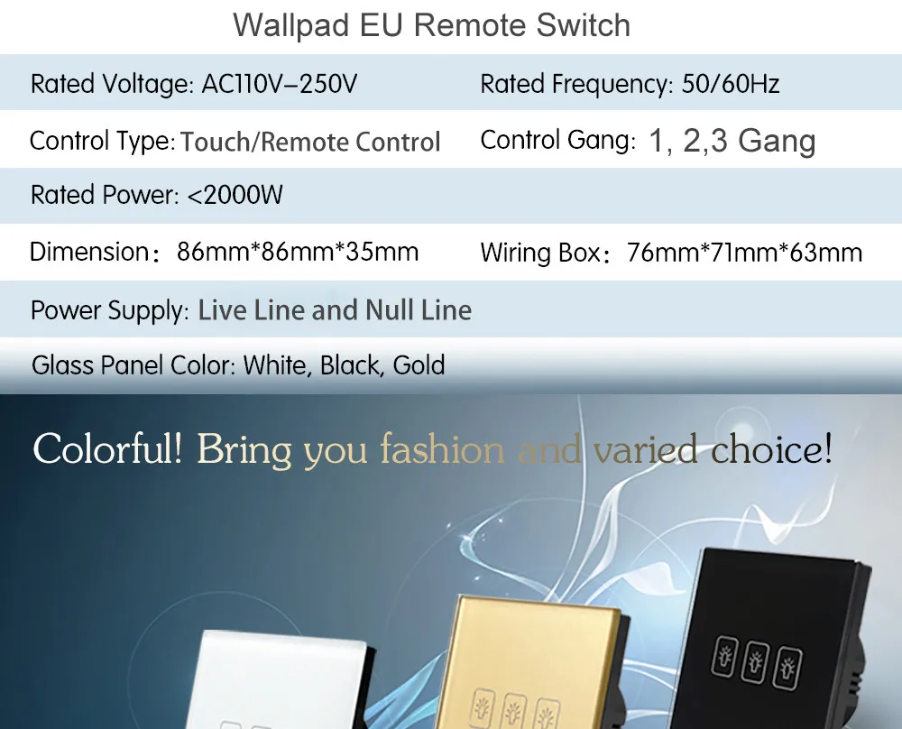 3 Выключатель двойной контроль ЕС Европейский wallpad Золотое Стекло Беспроводной RF Broadlink поддержка 3 банды 2 способа дистанционного управления выключатель света ЕС