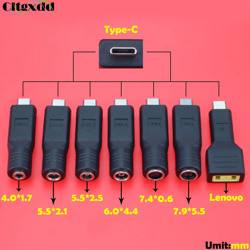 1 шт. USB 3,1 Тип C USB-C гнездовой к DC 4,0*1,7 мм/3,0*1,0/7,4*0,6 5,5*2,5 Мужской разъем адаптера питания 5,5x2,1 type-C