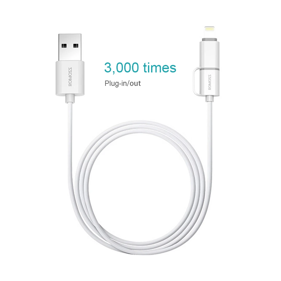 Оригинальный ROMOSS 2 в 1 Зарядка через usb кабель м 2A для iPhone 7 зарядки и синхронизации