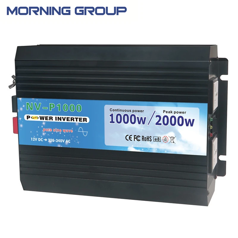 

P1000 Pure Sine Wave Solar Power DC AC Inverter 12V 24V to AC 110V 220 Volt 1000W Peak 2000W