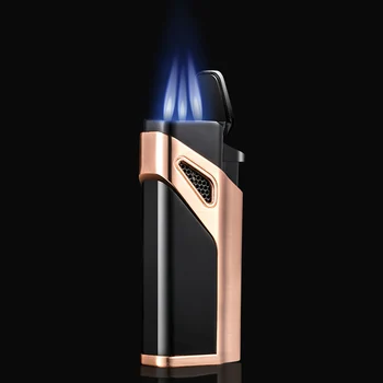 

Windproof Torch Lighters Three Flame Spray Gun Creative Butane Gas Lighter Cigarette Accessories with Cigar Opener for Men Gifts