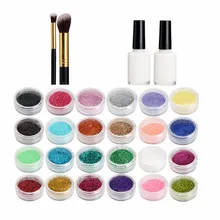 24 цвета блестящая пудра порошок 2 клей 2 кисти полый шаблон набор для Временной Татуировки и детей живопись для лица тела