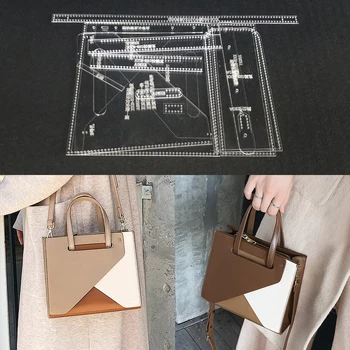

Two Types Acrylic Leather Template Transparent Leathercraft Templates Bag Pattern Stencil for DIY Shoulder Bag Sewing Pattern