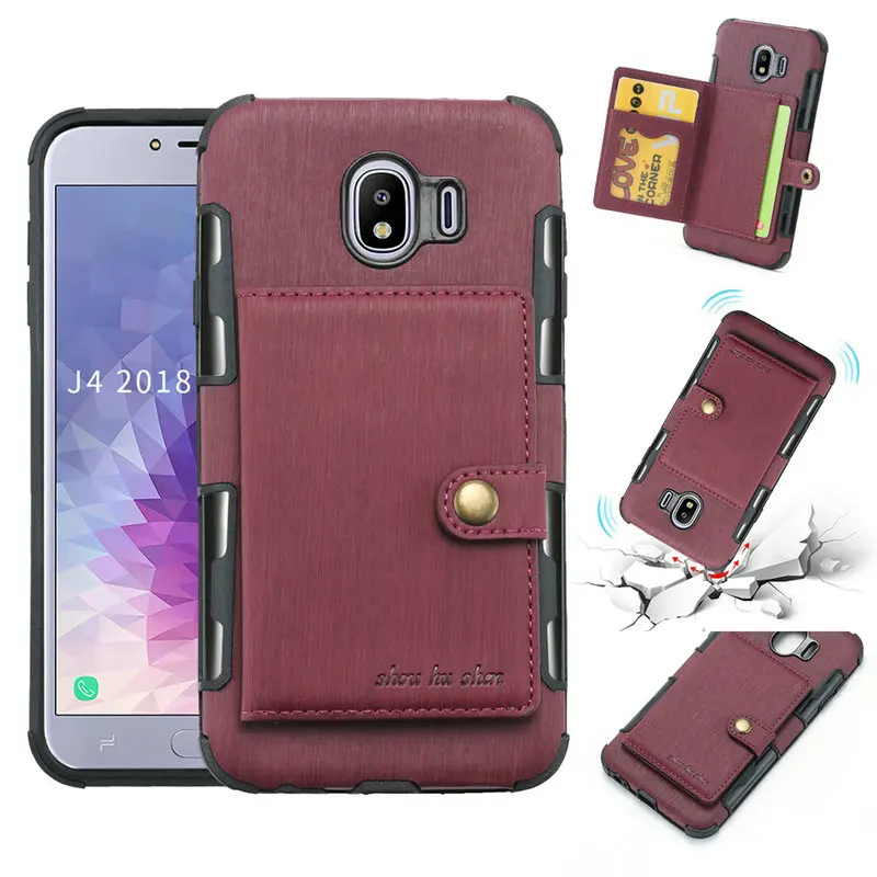 

Flip Card Slots Back Cover for Samsung Galaxy J4 J6 J7 J8 Plus 2018 Brushed Leather Case on Samsung J7 NEO Nxt J5 J7 2017 Fundas