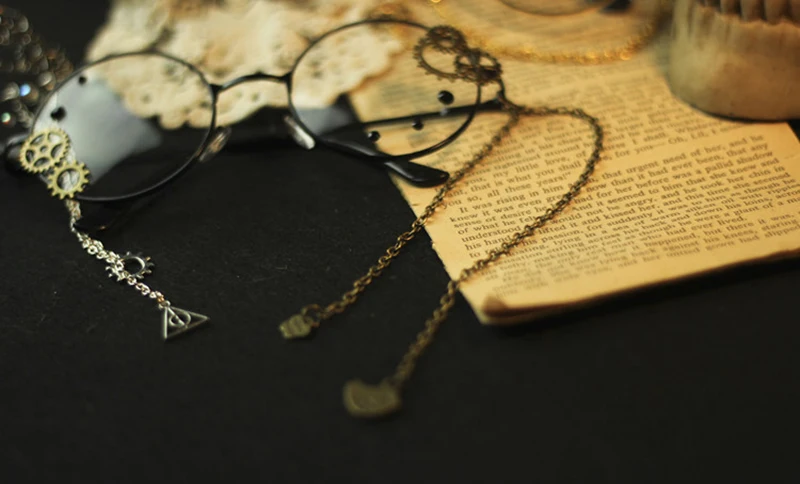 Cosplay&ware Steampunk Girls Cosplay Glasses Frame Metal Gear With Chain Women Retro Lolita Eyewear -Zentai shop online
