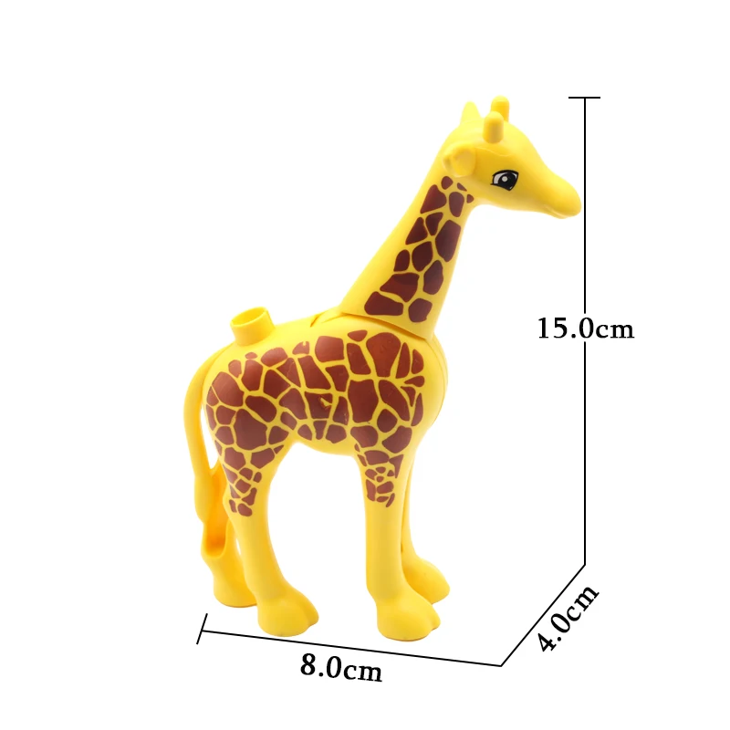 Строительные блоки большого размера, аксессуары, милые животные, зоо, совместимые с Duplos, кирпичи, медведь, тигр, Лев, слон, панда, Набор детских игрушек, подарок - Цвет: Giraffe