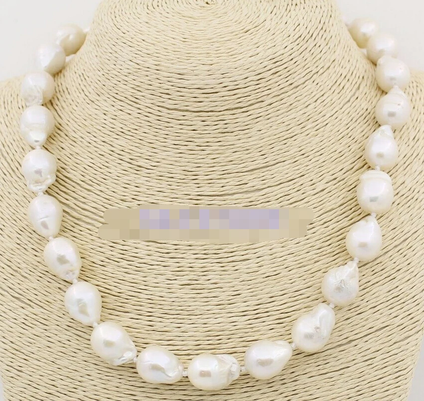 

08151 beauty 15mm-17mm natural white baroque keshi pearl stone handmade necklace AAA