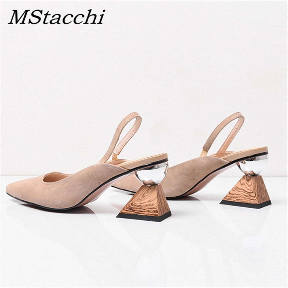 Mstacchi Sandales A Talons Carres Asymetriques Pour Femmes Chaussures A Bout Pointu Escarpins Slingback A Talons Moyens Aliexpress