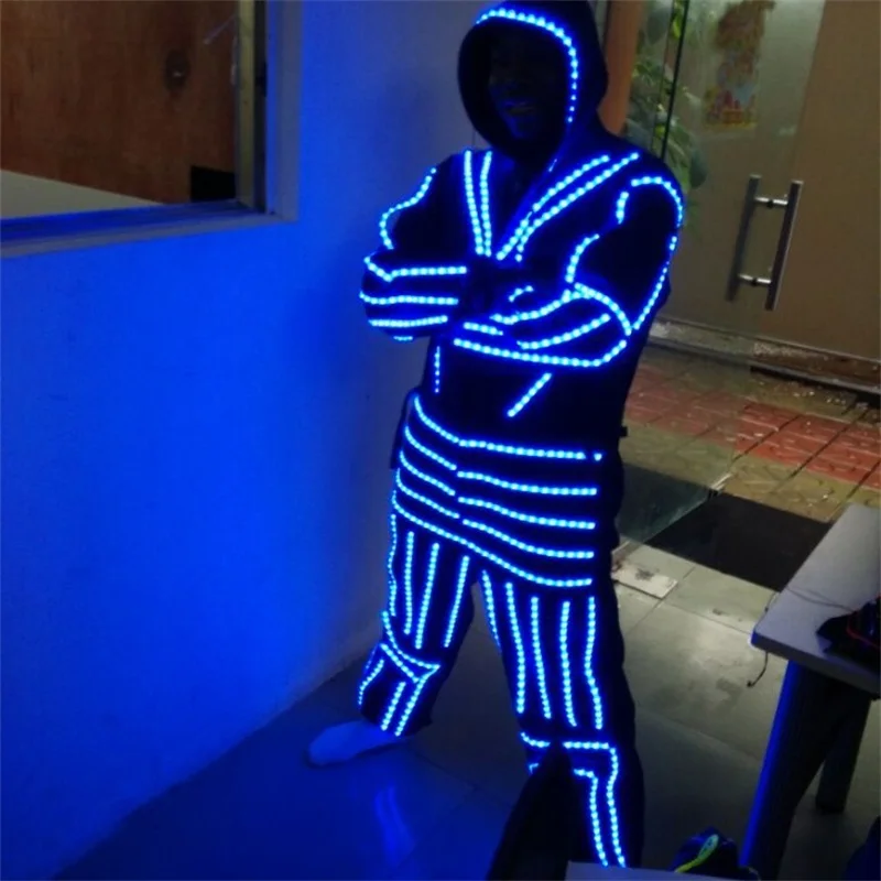 Wecool new design wholesale blue color LED costumes led suit with mask