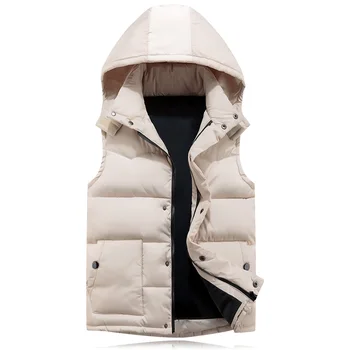 

Men Winter Hooded Vests Thicker Warm Down Jacket Vests Outwear Casual Coats Vests New Fashion Men Down Vests Size 5XL