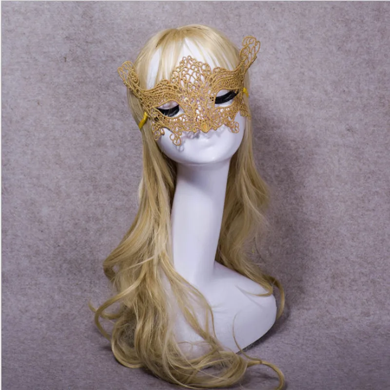 Halloween costume party Venice mask golden fox lace princess eye masks