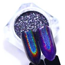 Фиолетовый голографический Радужный УФ-гель для ногтей, блестящий порошок, лазерное зеркало, украшения для дизайна ногтей, пигмент, набор для маникюра и пыли