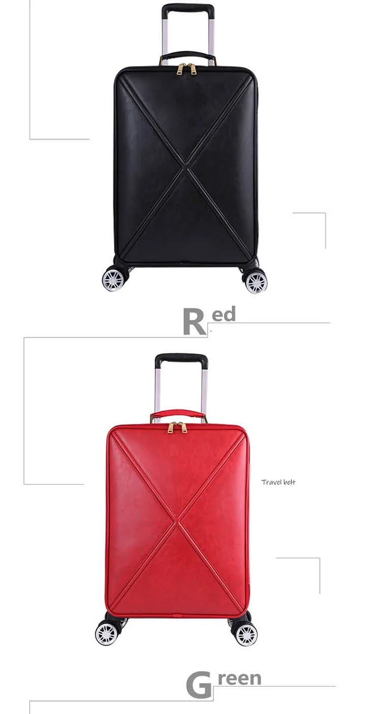 Путешествия ремень личность бизнес Rolling багажные наборы Spinner 16/24 дюймов для женщин из искусственной кожи дорожные сумки пароль чемодан