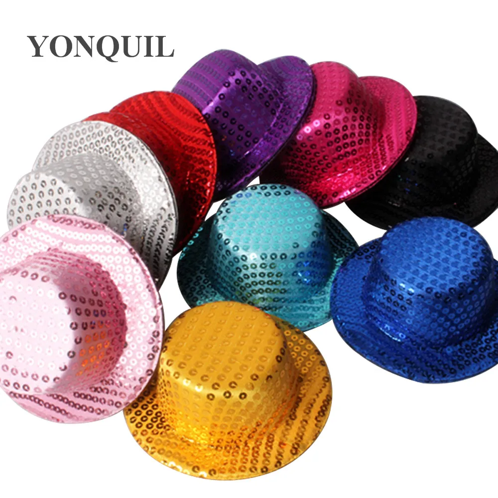 

5.2"(13 CM) 9 color BLINGBLING mini top fascinator hats female party hats,DIY hair accesspries 12pieces/lot Free shipping MH009