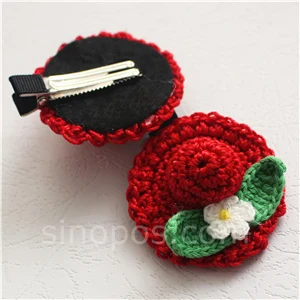 With hair clip Вязание крючком аксессуар, шляпа Шпилька, девушка зажим для волос кепки формованный головной убор цветок корсаж булавки орнамент шерсть Вязаное детское платье УКР - Цвет: With hair clip