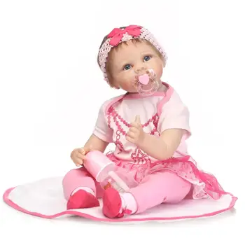Muñeca de silicona Reborn de 55cm para niñas, juguete de cuerpo de tela
