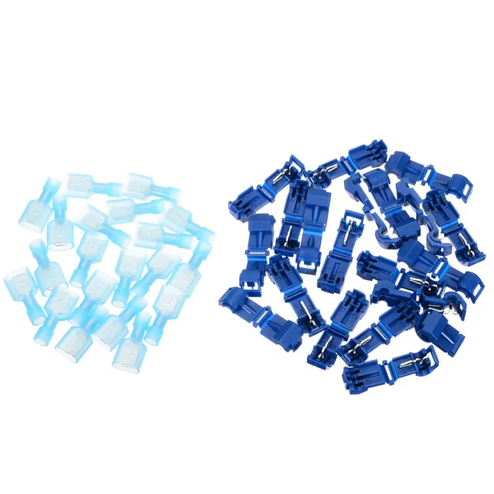 

40pcs Electrical Connectors Terminal Blue T-Taps & Male Insulated Quick Splice Lock Wire Cable Terminals Connectors