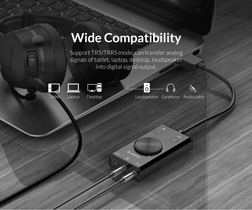 ORICO USB внешняя звуковая карта с портом гарнитуры+ 1 разъем для микрофона 3,5 мм адаптер для отключения звука Регулировка громкости