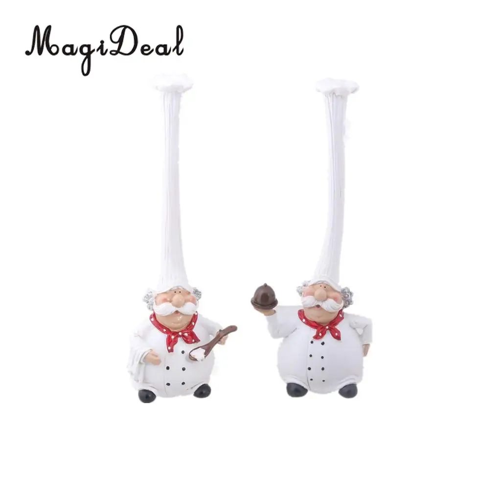 2pcs Italian Chef Figurines Kitchen Dining Bar Counter Top Decor Cooking Chef Statue Collectible Housewarming Gift