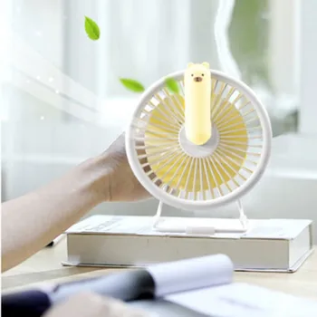

Portable Mini Fan USB Charging Quiet Smart Touch Summer Cooler 5 Leaf 3 Speeds Desktop Fan With LED Light For Office Home Travel