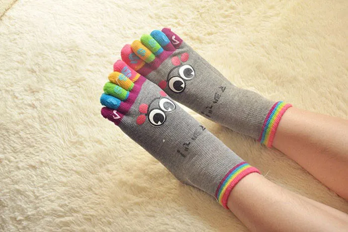 Дизайн Womail; Модные женские и девичьи короткие носки со смайликами и пятью пальцами с японскими буквами; June29; Прямая поставка; fed30