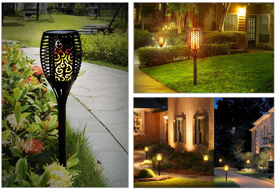 New Solar Flame led Flame Light fire effect Lawn Lamps Torch Light Realistic Flicker IP65 Outdoor Garden Decor night lighting (14)