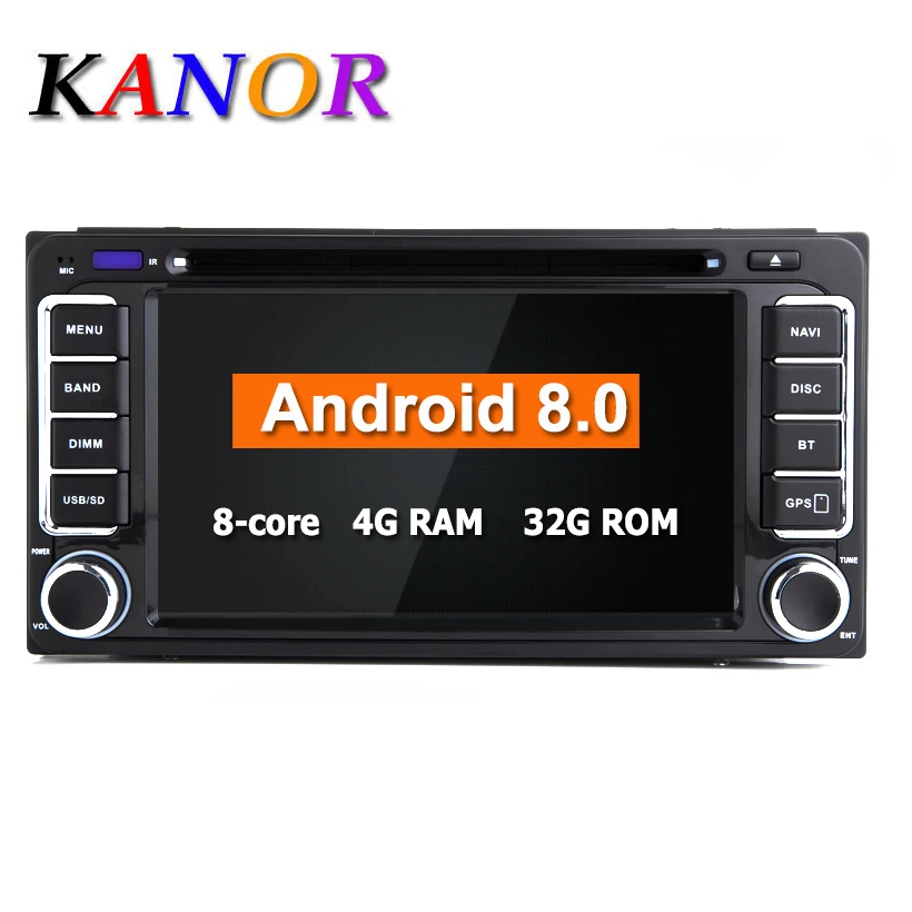 

KANOR Octa Core RAM 4+32G 2 Din Android 8.0 Car Audio Stereo Radio DVD Player For Toyota Universal RAV4 Corolla Camry Hilux