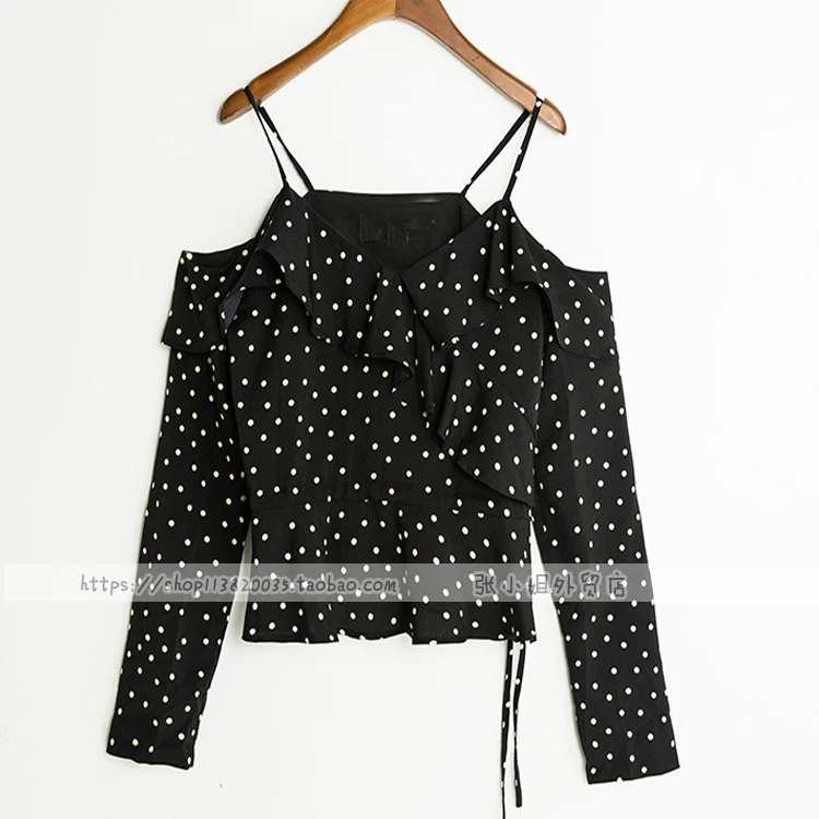 Kpop BLACKPINK Ретро Уличная шифоновая блузка с ремешками с открытыми плечами с коротким рукавом рубашка женская летняя Корейская kawaii женская одежда - Цвет: Black