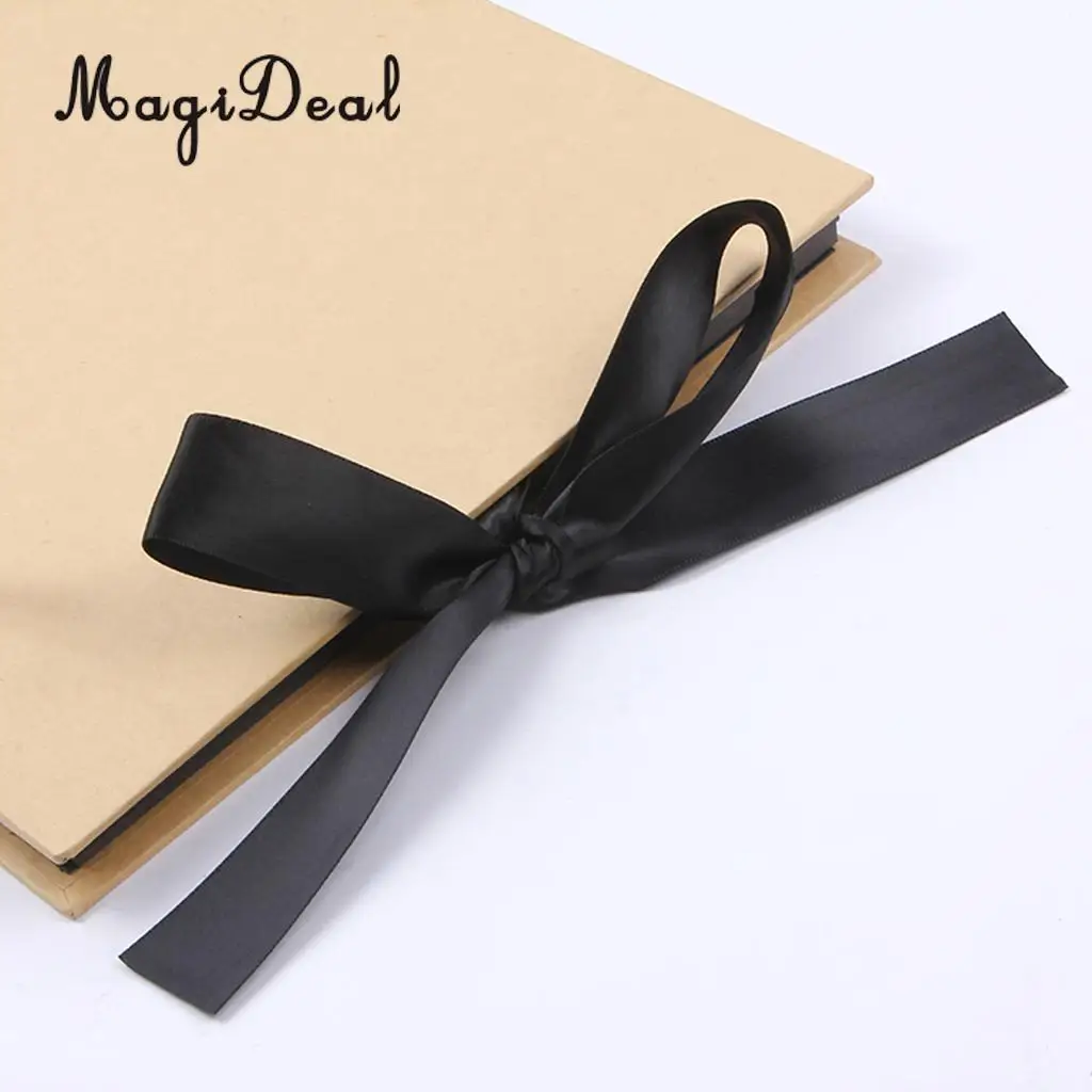 A4 Size 40 Pages Ribbon Bow Kraft Paper Scrapbook Photo Album Display Book Wedding Memory Book