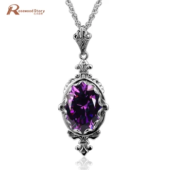 

Trendy Amethyst Necklace Pendant For Women Real 925 Sterling Silver Gemstone Pendant Antique Silver 925 Jewelry Handmade 2020