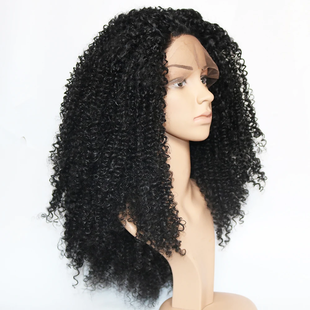 Fantasy Beauty Cheap Heat Resistant Lace Front Wigs For Women Afro Kinky Curly Lace Wigs Fiber Heavy Density Black Pre Plucked