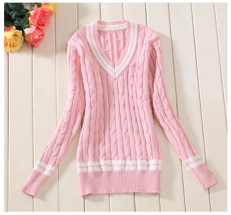Aliexpress.com Buy Navy Blue,White,Grey,Pink 100% cotton Womn Sweaters school uniform sweater for girls V neck Korea preppy style fashion pullovers from