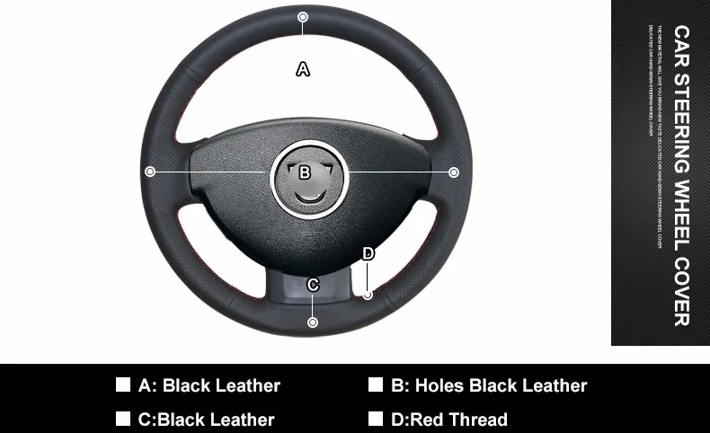 for Mewant-Black-Artificial-Leather-Car-Steering-Wheel-Cover-for-Renault-Duster-Dacia-Duster