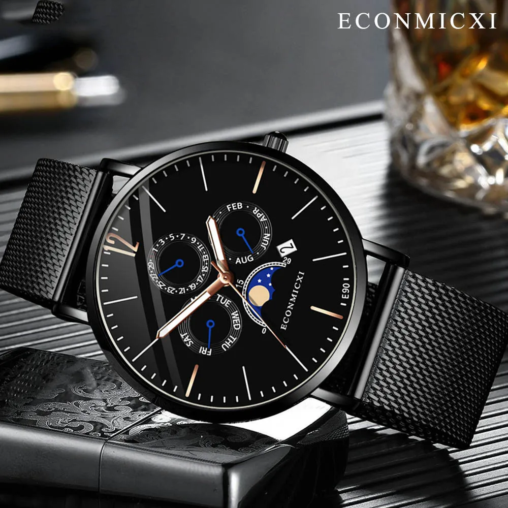 Модные мужские часы из сплава бизнес кварцевые наручные часы сетка ремешок 30 м Водонепроницаемые наручные часы Мужские часы Часы M20