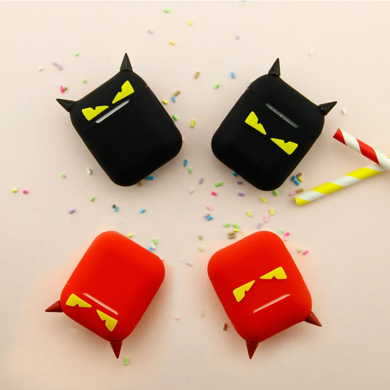 

Cute Devil Cartoon Silicone Case For Apple Airpods Accessories Protective Decor Cover Pouch Earphone Case Unique 3D Soft Toys