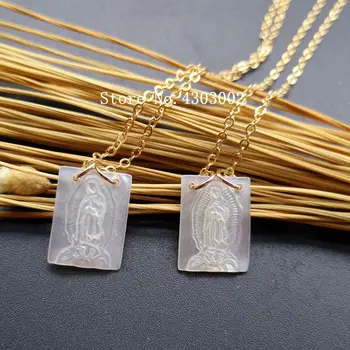 

20pcs/lot 12x16mm Natural Virgin of guadalupe Mother of Pearl Shell Necklace guadalupe Mother Pearl Shell Necklace Charms