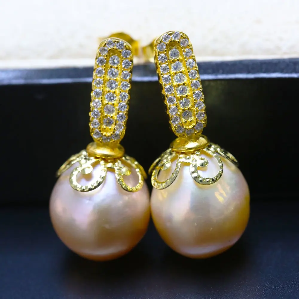 Серьги гвоздики BaroqueOnly с жемчугом Эдисона из серебра 925 пробы натуральным