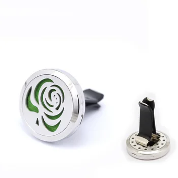 

2017 New DIY Fashion Jewelry 30mm Stainless Steel Hollow Rose Aromatherapy/Essential Oil Diffuser Perfume Locket Clip for Car